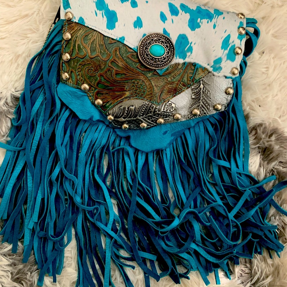 Hip Bag Co. Turquoise fringe bag